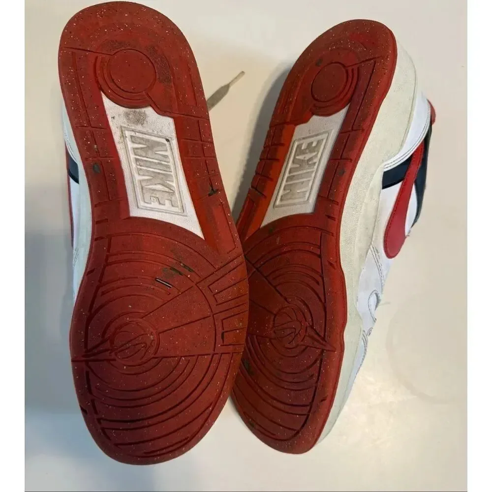 Nike Men's Size 10.5 Full Force Low Sneakers White Red Black AF1 Athletic Shoe